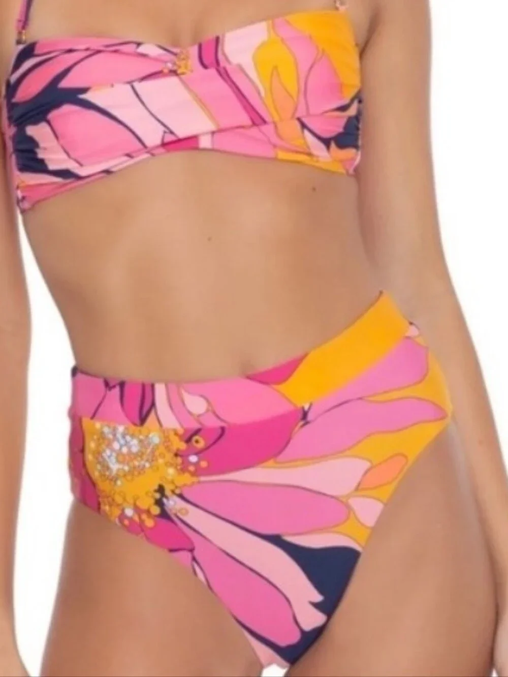 Trina Turk Hi Waist Bikini BOTTOMS ONLY Women's Size 14 NEW WITH TAGS